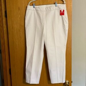 NWT Spanx White Flat Front Stretch Cropped Pants XL Petite